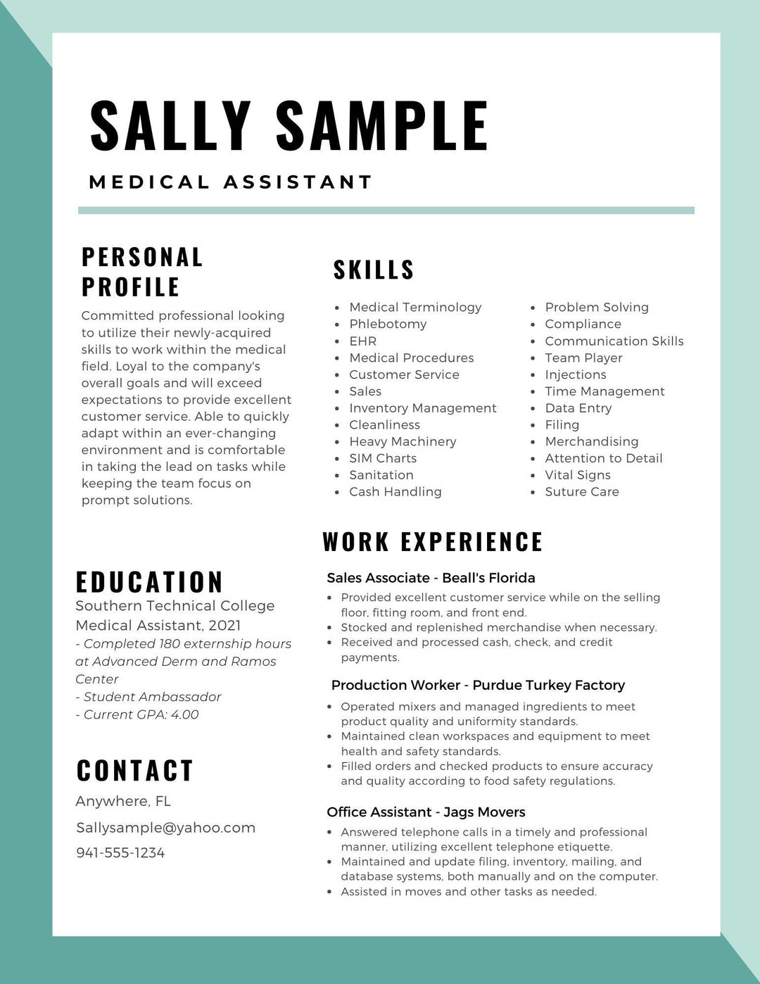Medical Assistant Entry Level Resume Professional Resume Template