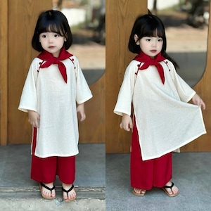Ao dai for girls with hand-embroidered motifs -Áo dài cho bé gái họa tiết thêu tay thủ công - Ao Dai For Baby