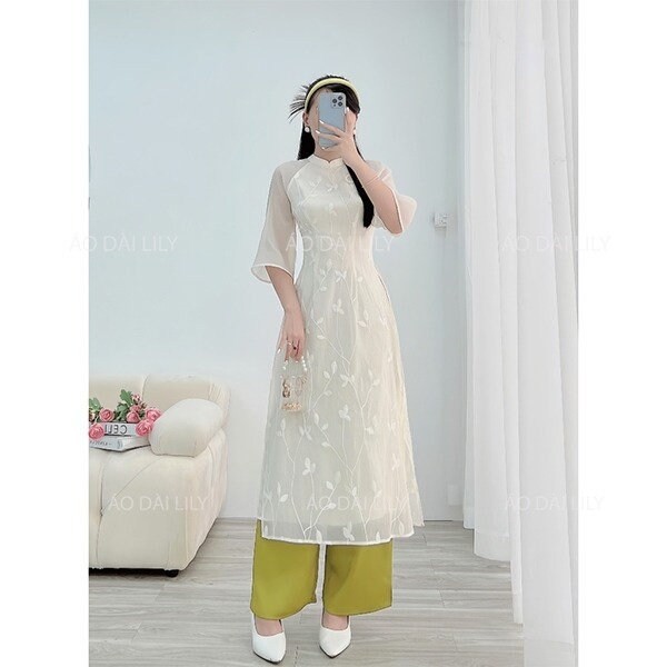 【送料無料/新品】 - Nam Viet Dai Ao Pre-made Vietnamese Dress Silk Soft Dai Ao ワンピース