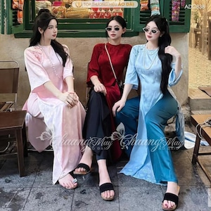 Áo dài cách tân nữ Thanh Chi dáng suông-Thanh Chi women&#39;s modernized ao dai, straight shape- Ao Dai For Women ,Pre-made Ao Dai Tet Viet Nam
