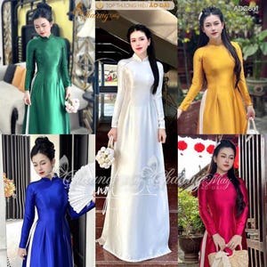 Áo dài truyền thống lụa bóng-Traditional silk ao dai- Pre-made Ao Dai Tet Viet Nam, Ao dai Wedding-Ao Dai Tet Viet Nam-Ao dai for women