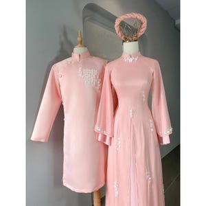 Brautpaar ao dai, Hochzeit ao dai mit floralen Motiven- Áo dài cặp dâu rể, áo dài cạ tiết hoạ tiết hoa - Hochzeit Ao Dai