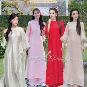Damesveren, oa dai-Áo dài cách tan nữlông vũ | Ao Dai voor vrouwen| Ao Dai voor meisjes, kant-en-klare Ao Dai Tet Vietnam