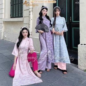 Pink women&#39;s modernized ao dai-Áo dài cách tân nữ hồng Traditional Ao Dai For Women-Pre-made Ao Dai Tet Viet Nam, Ao dai Wedding