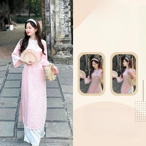Women&#39;s modern ao dai with bow shape-Áo dài cách tân nữ Gấm tơ - Ao Dai For Woman| Ao Dai For Girls, Pre-made Ao Dai Tet Viet Nam