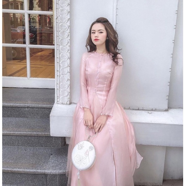 Soft Italian Silk Innovated Ao Dai-Áo Dài Cách Tân Tơ Ý Mềm Cao Cấp Pre-made Ao Dai Viet Nam