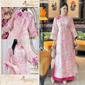 Áo dài cách tân nữ dáng suông-Vietnamese traditional wedding dress for bride ,Pre-made Ao Dai Tet Viet Nam,Ao dai for women