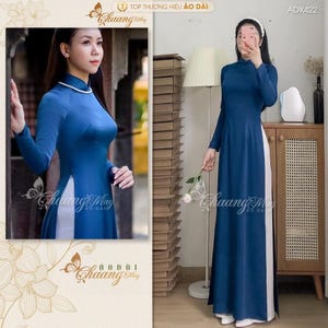 Modern blue ao dai -Áo dài xanh cách tân xanh dáng suông   | Ao Dai For Woman| Ao Dai For Girls, Pre-made Ao Dai