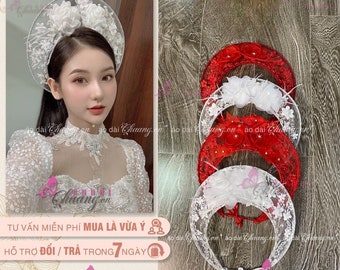 Hoofdband voor Vietnamese vrouwen Ao Dai, man, zendspoel, Vietnamese traditionele Ao Dai voor vrouwen