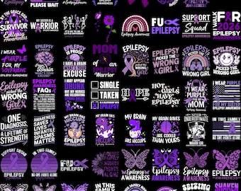 Epilepsy Awareness Png Bundle, Epilepsy Warrior Png, Epilepsy Ribbon Png, Purple Ribbon Png, Peace Love Cure Png, Awareness Ribbon Png