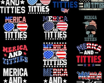 Merica and Titties png Bundle, Funny 4th of July png, Humor Patriotic png, America png, Independence Day png, Funny 4th Of July png