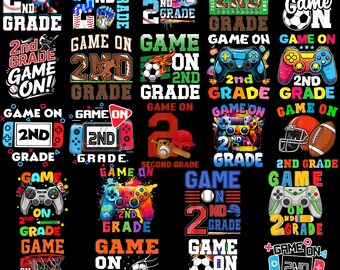 20+ Game On 2nd Grade Png Bundle, Back to School Png for Gamers, First Day of School for Gamers, Funny Gaming, Video Game Controller Png