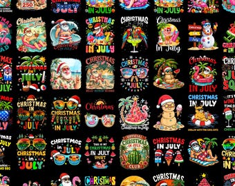 40+ Christmas In July Png Bundle, Relax Beach Santa Png, Hawaiian Holiday Sunset Design Png, Coastal Cruise Vacation Graphic Png, Summer Png