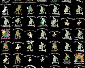 Funny Frog Off To Teach Math PNG Bundle, Algebra Teacher PNG, Off To Teach Statistics PNG, Funny Frog Scooter, Mathematics Clipart