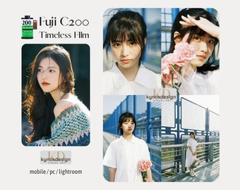 25 Fuji C200 Film Preset for Lightroom preset for android, iphone desktop, vintage film presets, classic, bright, 35mm film Aesthetic filter
