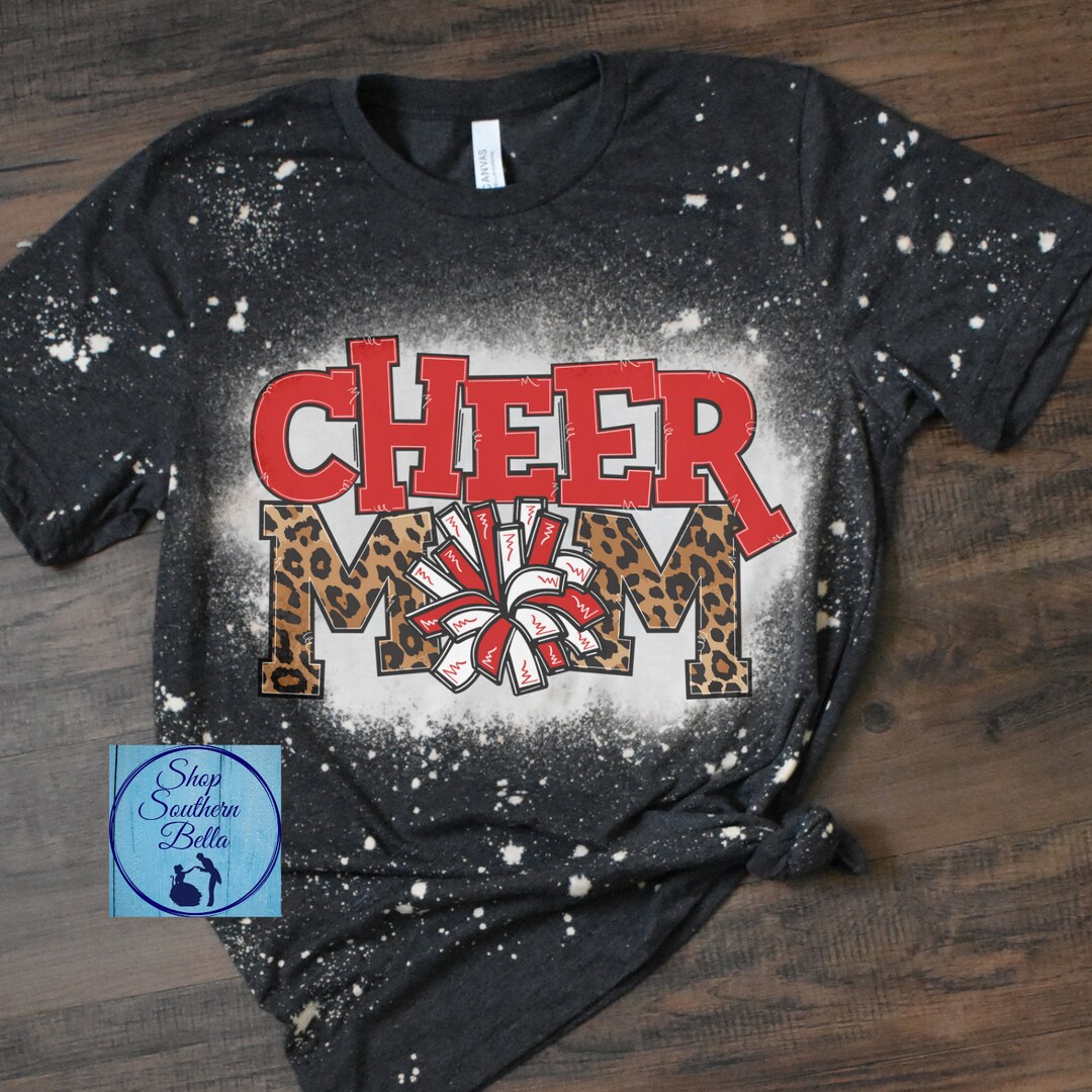 Cheer Mom Red Unisex Bleach Shirt, Cheerleading Plus Bleached Tshirt