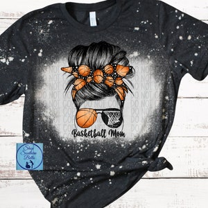 Basketball Mom Unisex Bleach Shirt, Plus Size Mom BBall Bleached Tshirt for Women, Custom Basketball Bleach Tee for Woman, ping