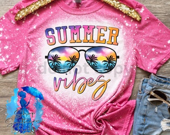 Summer Sunglasses Vibes Beach Bleached Shirt, Summer Tees for Women, Plus Size Summer Shirt for her
