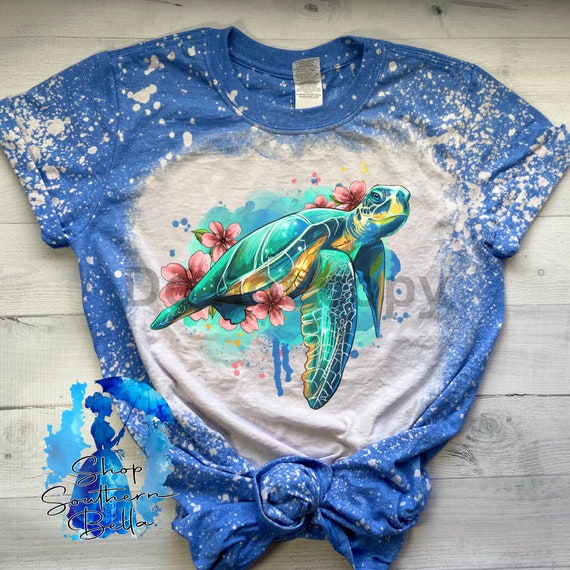 Sea Turtle Unisex Bleach Shirt, Bleached Beach Shirt, Gift for Sea