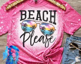 Beach Please Sunglasses Tropical Palm Trees Unisex Bleach Shirt, Summer Vacation Ocean Beach Shirt, ping Beach Tee