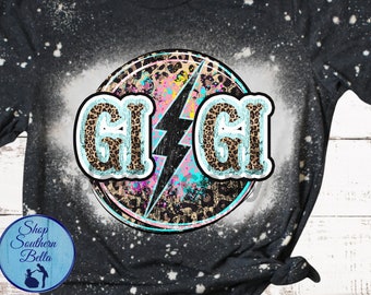 Trendy Gigi Women's Bleach Shirt for Grandma, Gigi Lightning Bolt Shirt for Women, Gift for Grandma, Gigi Mother's Day Gift,