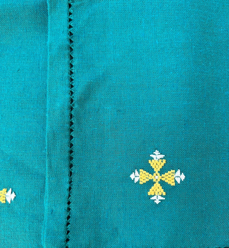 Hand-hemstitched handkerchief. cocktail napkins with embroidery flower image 4