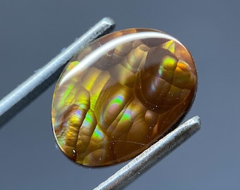 Cabochon fatto a mano in agata di fuoco per pendente, anello, creazione di gioielli / 4,6 ct, 13,79 × 10,40 × 3,73 (mm)