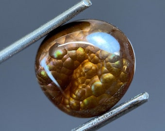 Cabochon fatto a mano in agata di fuoco per ciondolo, anello, creazione di gioielli / 4,3 ct, 12,10 × 11,95 × 4,11 (mm)