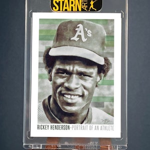 Baseball Art Limited Edition Rickey Henderson, Portrait of an Athlete Custom Painted Card - print run of only five (1/5)
