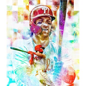 Bryce Harper Digital Art - Custom Painted Baseball Artwork - Portrait of an Athlete Series