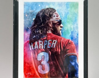 Baseball Art Limited Edition Bryce Harper, Portrait of an Athlete Custom Painted Card - print run of only five (1/5)