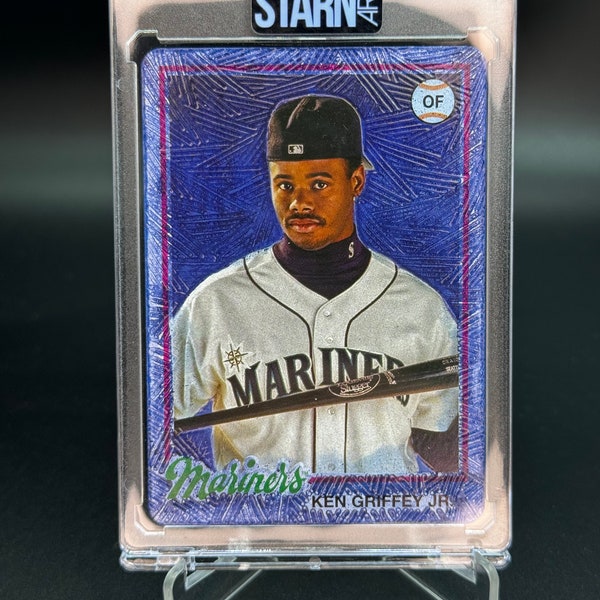 Ken Griffey Jr. Custom Embossed and Painted 1/1 Baseball Card Art