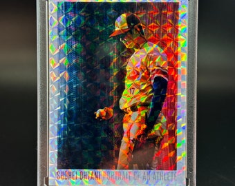 Shohei Ohtani Foil Holographic Baseball Art, Portrait of an Athlete Digitally Custom Painted Card - print run of only one (1/1)