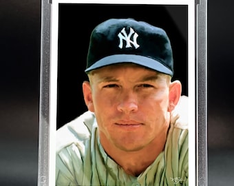Mickey Mantle Baseball Art Limited Edition, Portrait of an Athlete Custom Painted Card - print run of only ten (1/5)