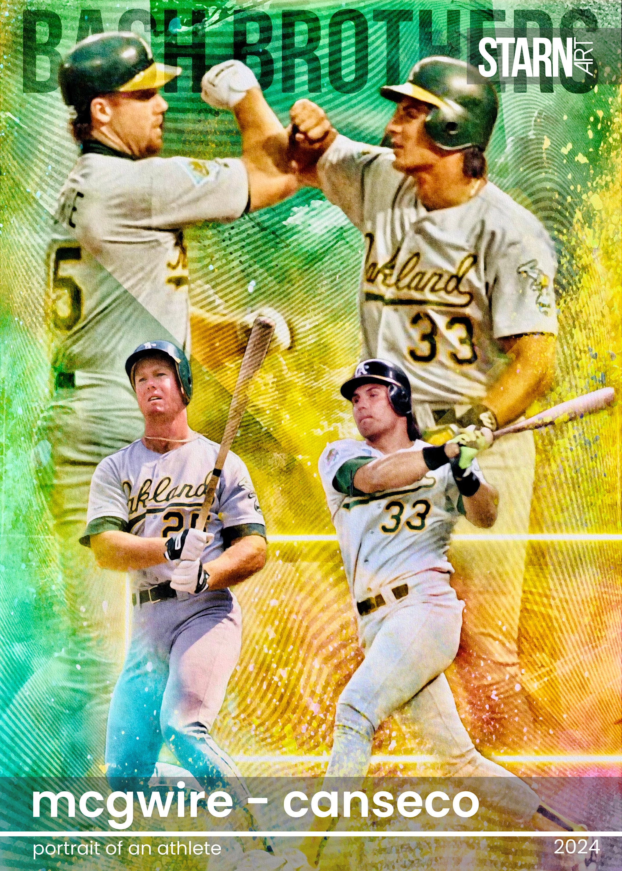 Jose Canseco & Mark Mcgwire Bash Brothers Baseball Card Art