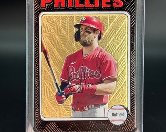 Bryce Harper Custom Embossed and Painted Card Art - Acrylic and Alcohol Ink 1/1 Baseball Card Art