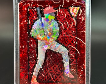 Eric Davis Custom Goffrato e acrilico e dipinto ad acquerello Art 1/1 Baseball Card Art