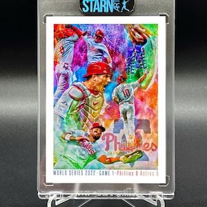 Baseball Art Limited Edition World Series Custom Painted Card Phillies vs Astros - tiratura di soli cinque (1/5)