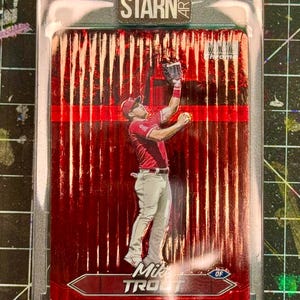 Carta de beisebol personalizada em relevo e pintada, única (1/1) de Mike Trout