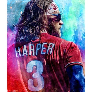 Bryce Harper Digital Art - Custom Painted Baseball Artwork - Portrait of an Athlete Series