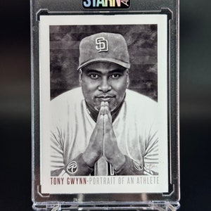 Arte de tarjeta de béisbol de Tony Gwynn, tarjeta pintada personalizada con retrato de un atleta: tirada de sólo cinco (1/5)
