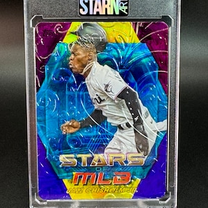 Jazz Chisholm Jr. Niestandardowa, tłoczona i malowana karta 3D, 1/1 Baseball Card Art