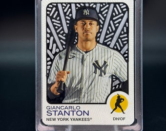 Giancarlo Stanton Custom Embossed and Painted Acrylic, Watercolor, and Alcohol Ink Baseball 1/1 Card Art