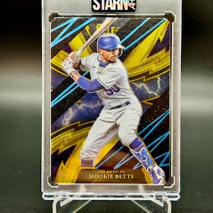 Mookie Betts Custom Painted Acrylic, Watercolor, and Alcohol Ink Baseball 1/1 Card Art