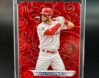 Fabriqué à la main par Bryce Harper, gaufrage 3D, peint à l'encre d'alcool, carte d'art 1/1 baseball