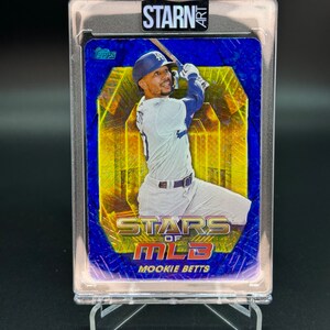 Mookie Betts Custom Embossed and Painted Baseball 1/1 Card Art
