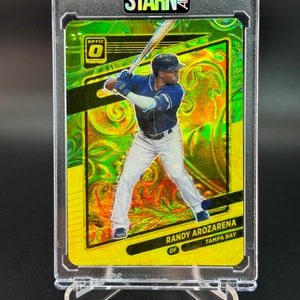 Randy Arozarena Custom 3D Embossed and Alcohol Ink Painted Baseball 1/1 Card Art