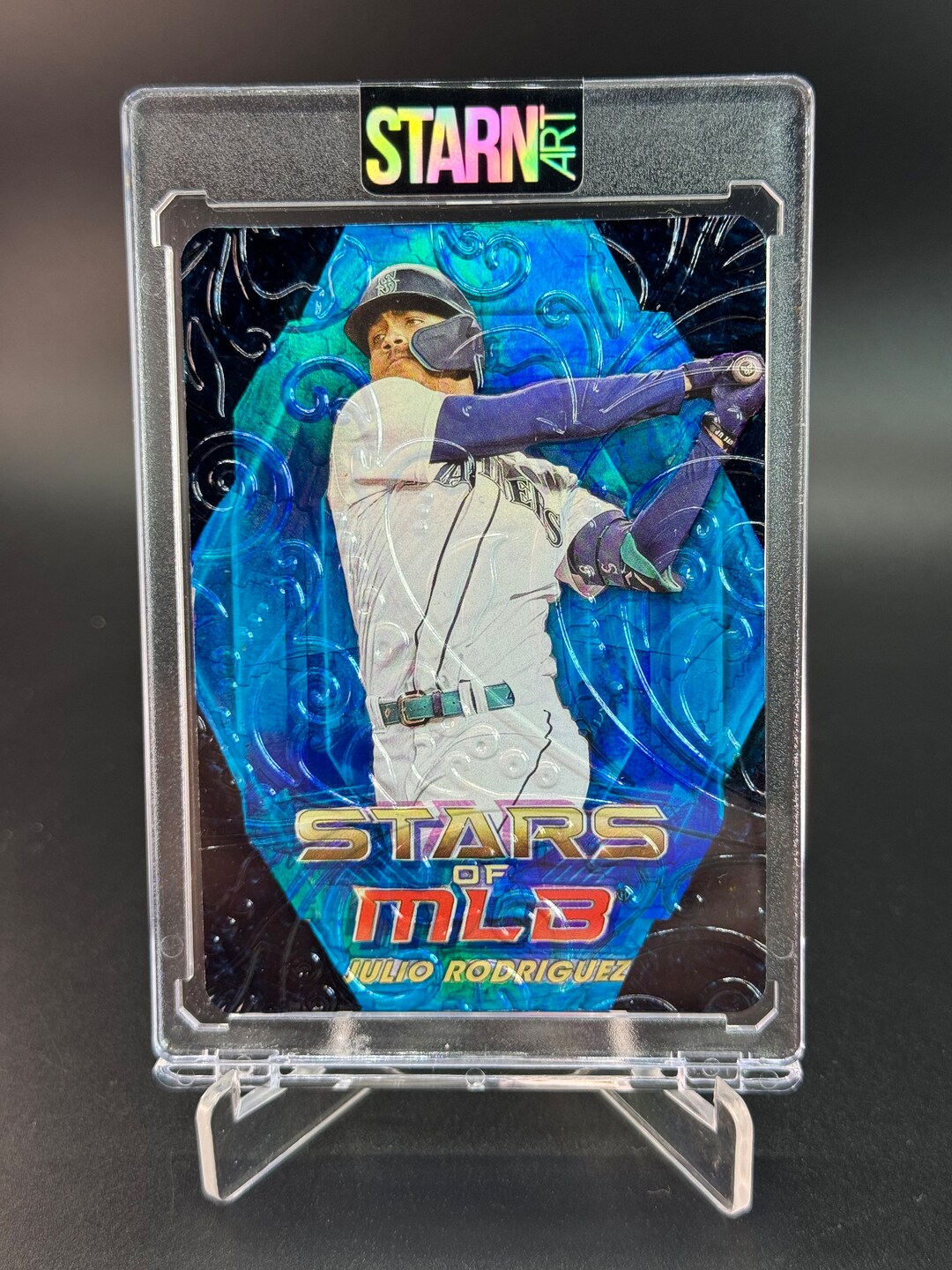 Julio Rodriguez Custom Embossed and Painted Baseball Card Art One of