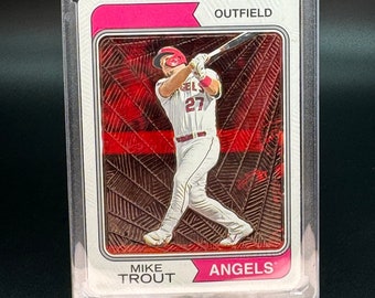 Mike Trout Custom Embossed and Painted Baseball one of one (1/1) Card Art