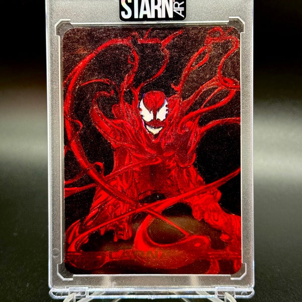 Carnage Individuell bemalte Acryl-, Aquarell- und Alkoholtinte Marvel 1/1 Card Art